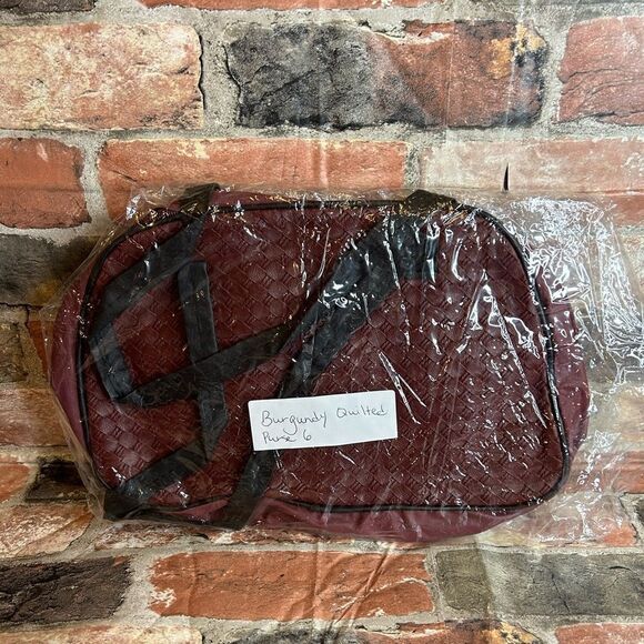 5 for $25🔥Burgundy Wine Quilted Faux Leather Double Strap Handle Purse New - Picture 8 of 8